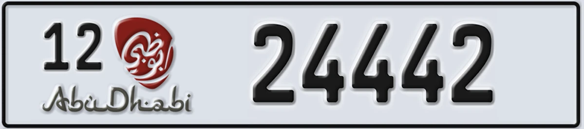UAE License Plate Abu Dhabi 12 24442
