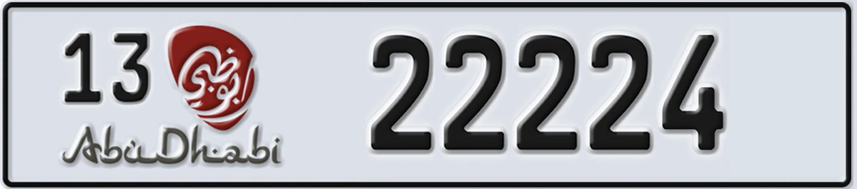 UAE License Plate Abu Dhabi 13 22224