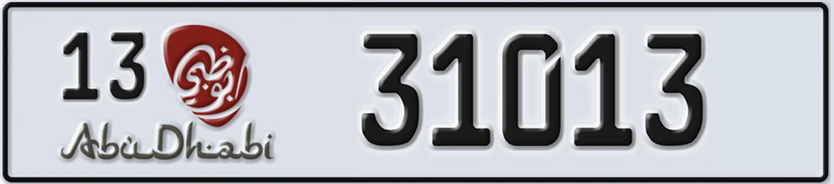 UAE License Plate Abu Dhabi 13 31013