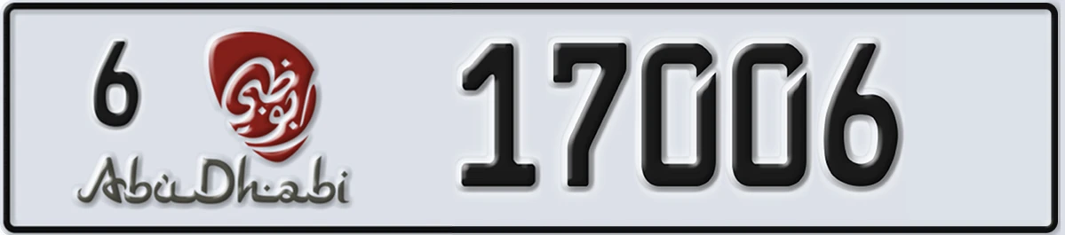 UAE License Plate Abu Dhabi 6 17006