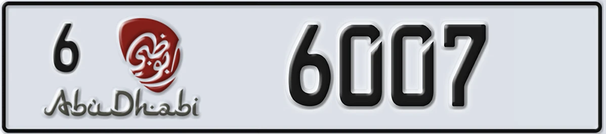 UAE License Plate Abu Dhabi 6 6007