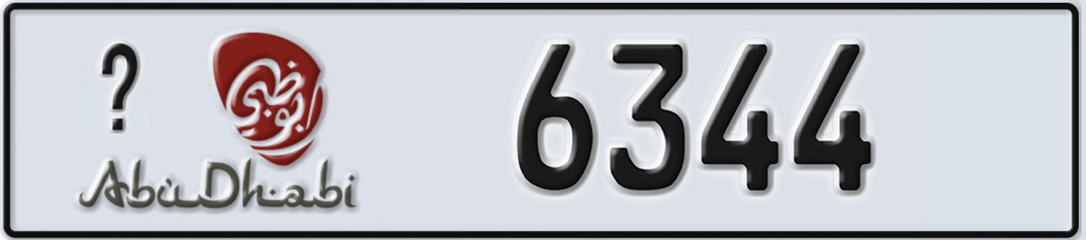 UAE License Plate Abu Dhabi @ 6344