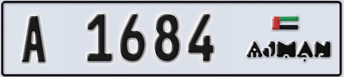 UAE License Plate Ajman A 1684