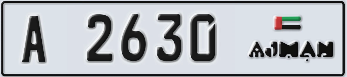 UAE License Plate Ajman A 2630