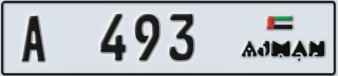 UAE License Plate Ajman A 493