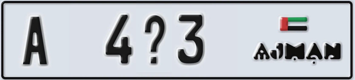 UAE License Plate Ajman A 4@3