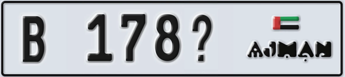 UAE License Plate Ajman B 178@