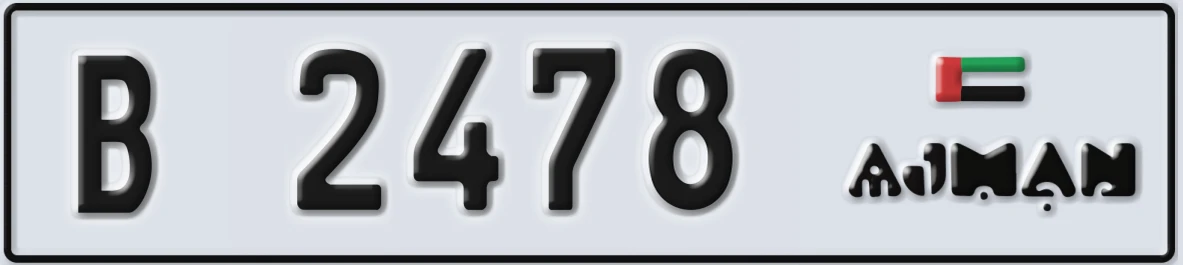 UAE License Plate Ajman B 2478
