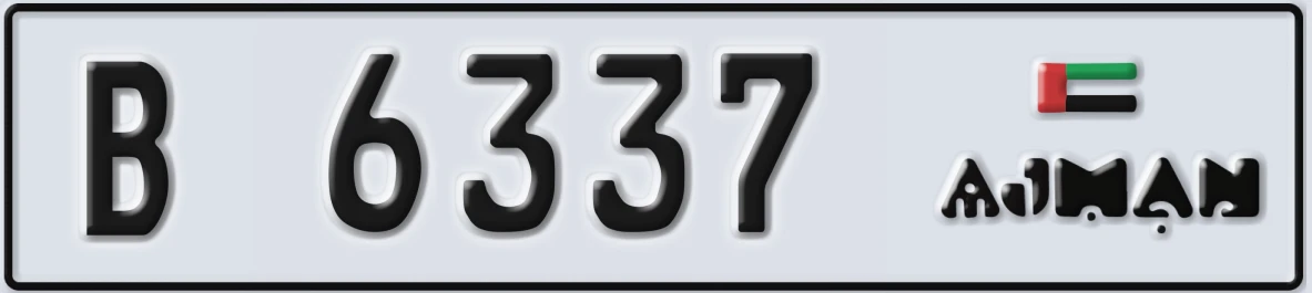 UAE License Plate Ajman B 6337