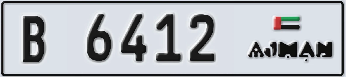 UAE License Plate Ajman B 6412