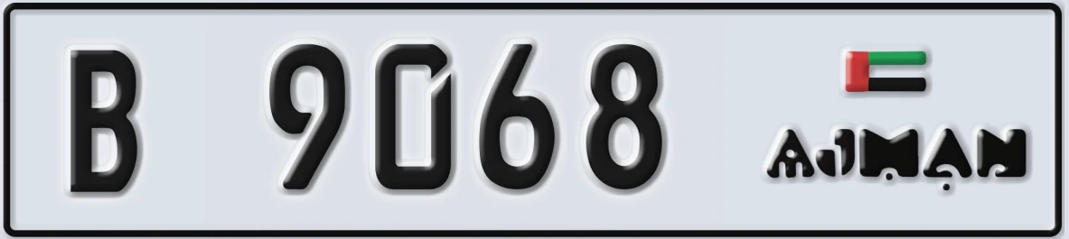 UAE License Plate Ajman B 9068