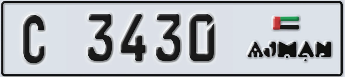 UAE License Plate Ajman C 3430