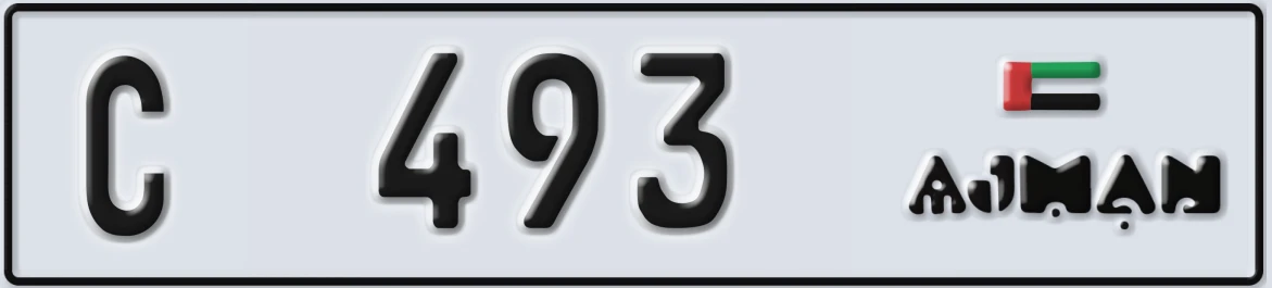 UAE License Plate Ajman C 493