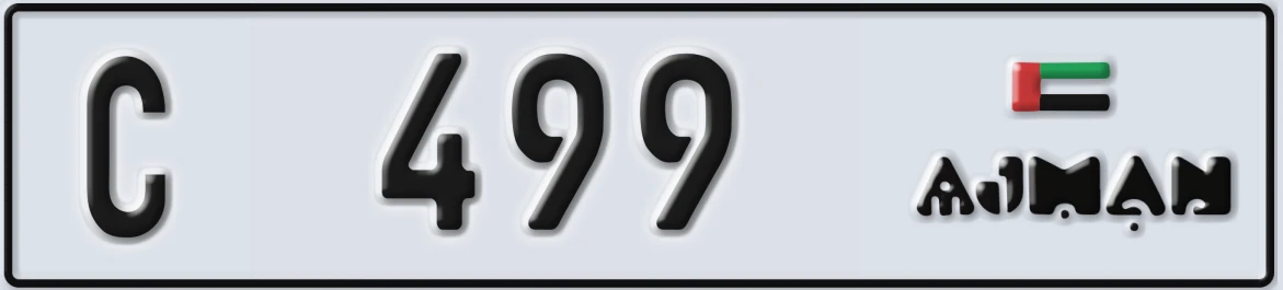 UAE License Plate Ajman C 499