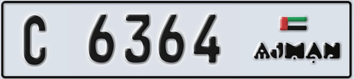 UAE License Plate Ajman C 6364