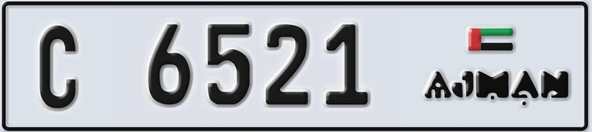 UAE License Plate Ajman C 6521