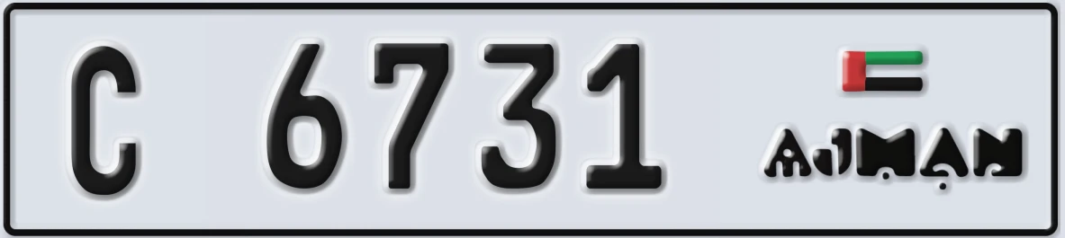 UAE License Plate Ajman C 6731