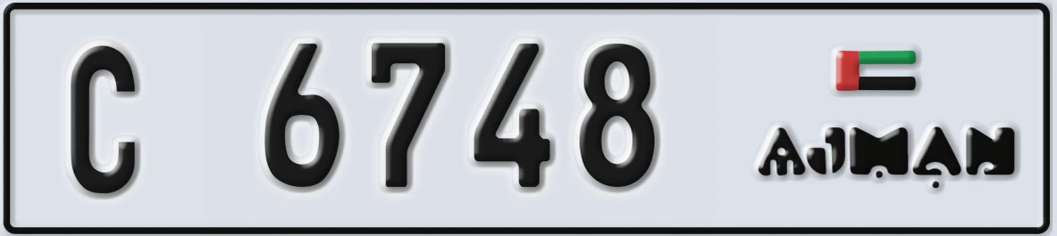 UAE License Plate Ajman C 6748