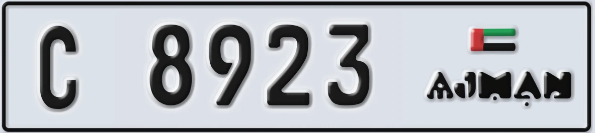UAE License Plate Ajman C 8923