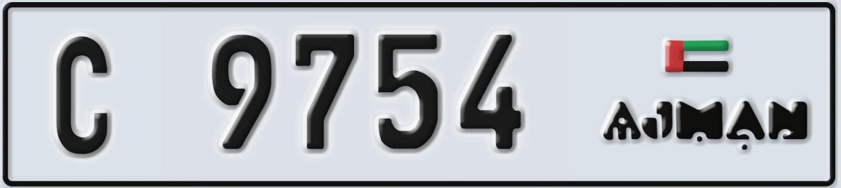 UAE License Plate Ajman C 9754