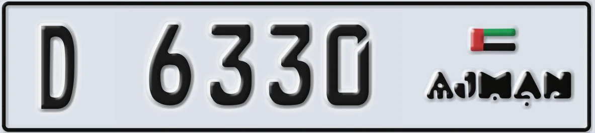 UAE License Plate Ajman D 6330