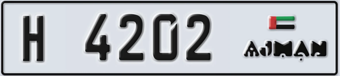 UAE License Plate Ajman H 4202