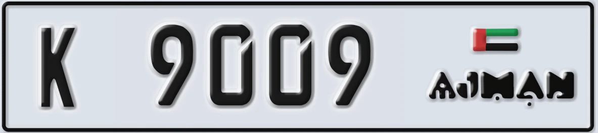 UAE License Plate Ajman K 9009