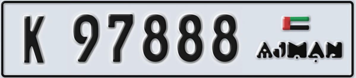 UAE License Plate Ajman K 97888