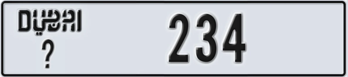 UAE License Plate Dubai @ 234