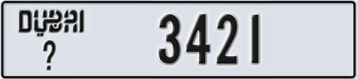 UAE License Plate Dubai @ 3421
