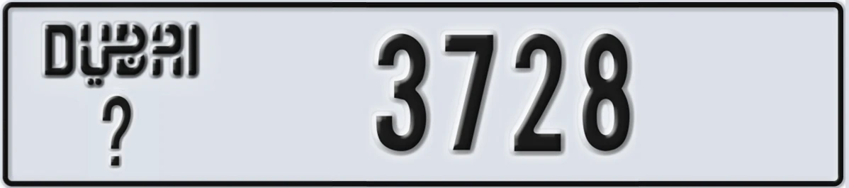 UAE License Plate Dubai @ 3728