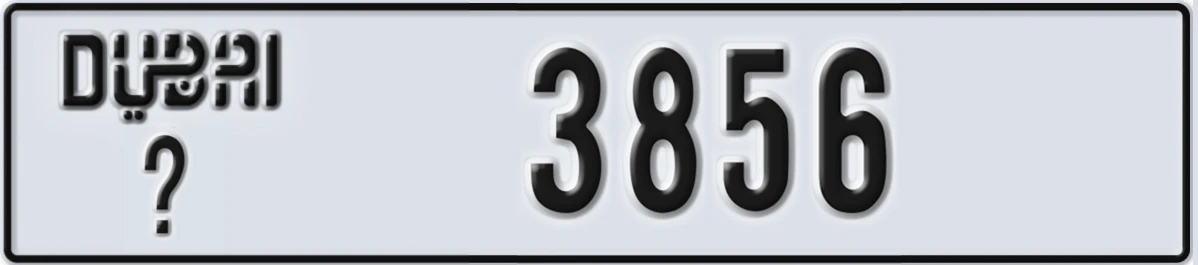 UAE License Plate Dubai @ 3856