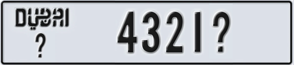 UAE License Plate Dubai @ 4321@