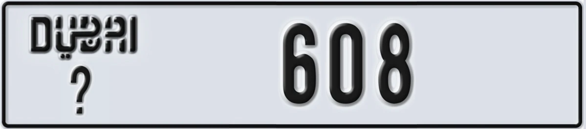 UAE License Plate Dubai @ 608