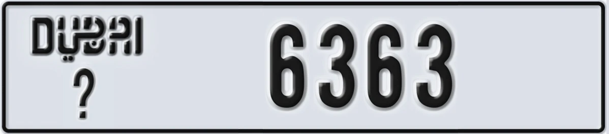 UAE License Plate Dubai @ 6363