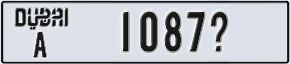 UAE License Plate Dubai A 1087@