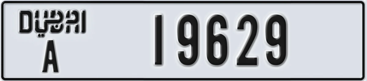 UAE License Plate Dubai A 19629