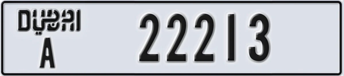 UAE License Plate Dubai A 22213