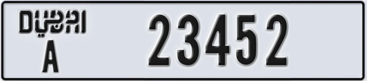UAE License Plate Dubai A 23452