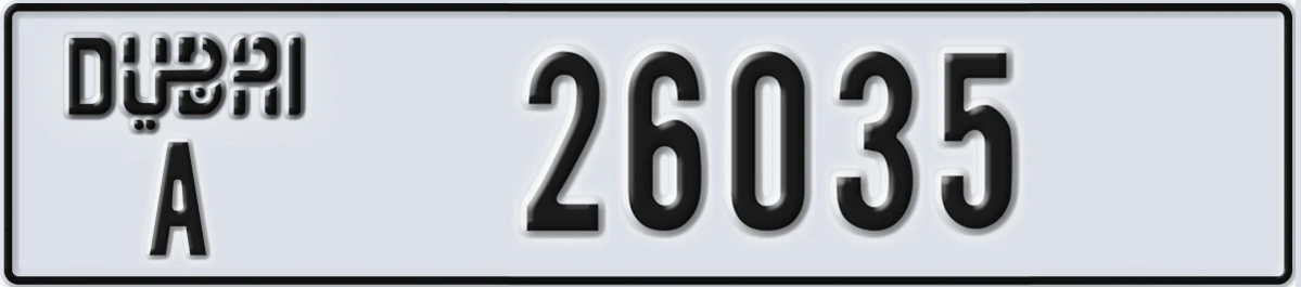 UAE License Plate Dubai A 26035