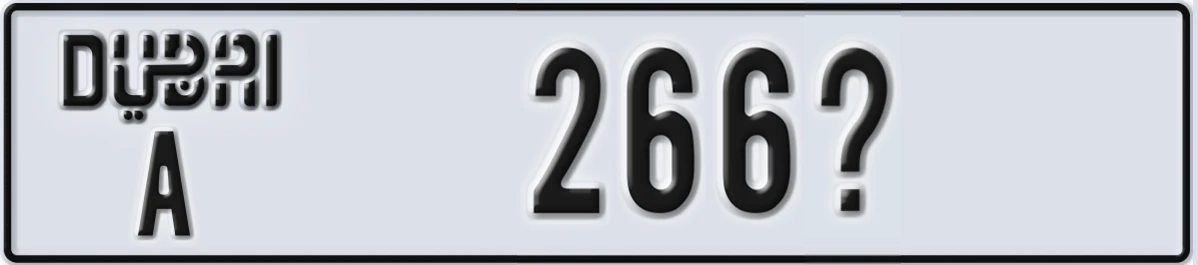 UAE License Plate Dubai A 266@