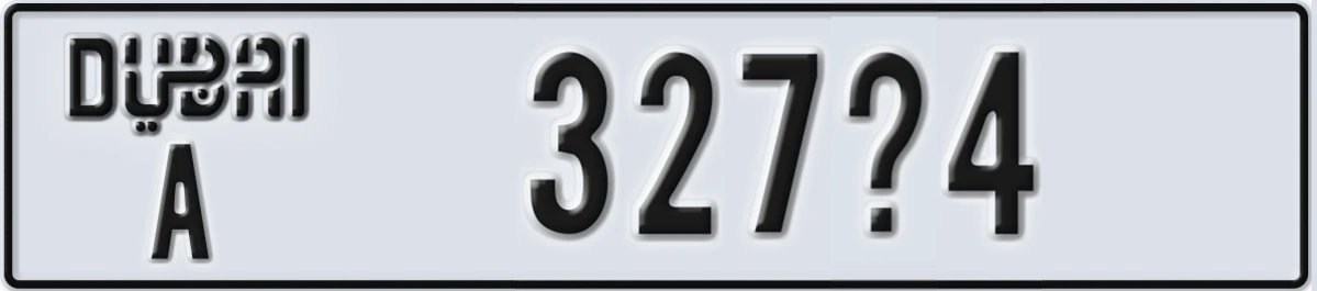UAE License Plate Dubai A 327@4