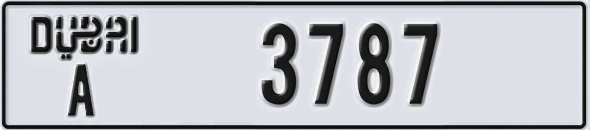 UAE License Plate Dubai A 3787