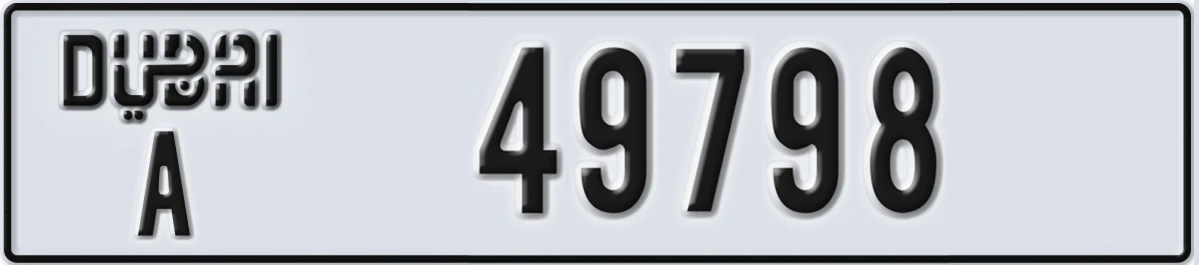 UAE License Plate Dubai A 49798