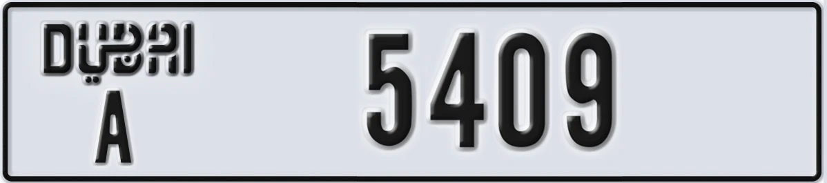 UAE License Plate Dubai A 5409