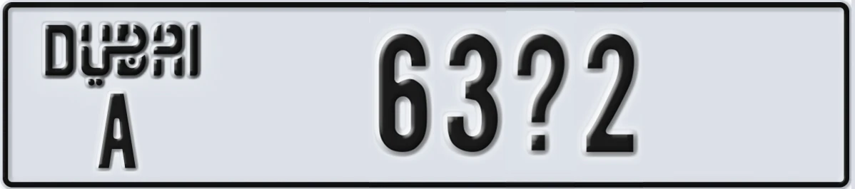 UAE License Plate Dubai A 63@2