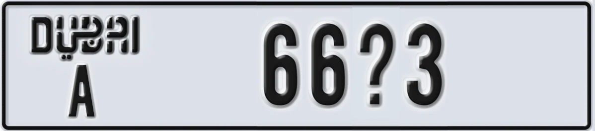 UAE License Plate Dubai A 66X3