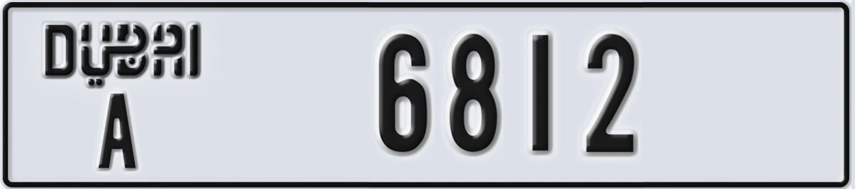 UAE License Plate Dubai A 6812