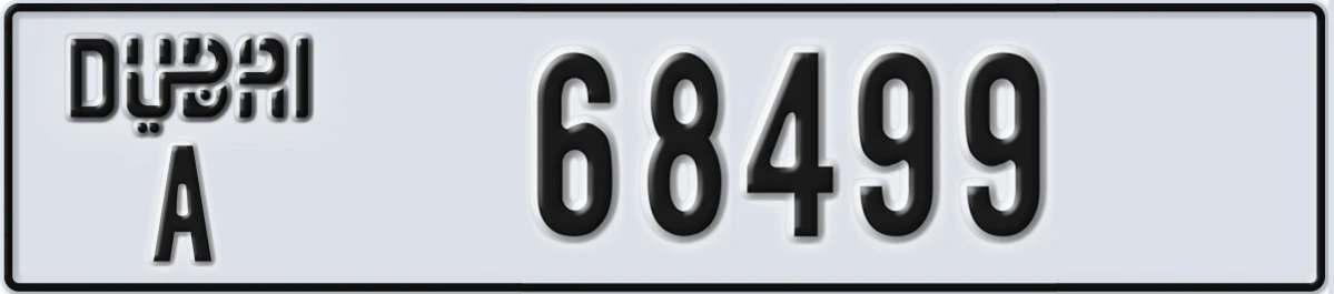 UAE License Plate Dubai A 68499