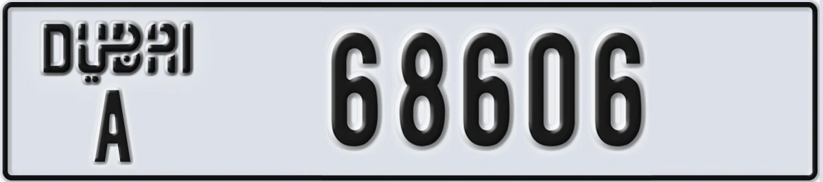 UAE License Plate Dubai A 68606